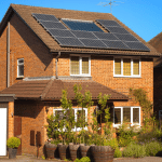 Solar panels on a modern house in England