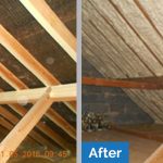 Before and after comparison of our spray foam loft insulation