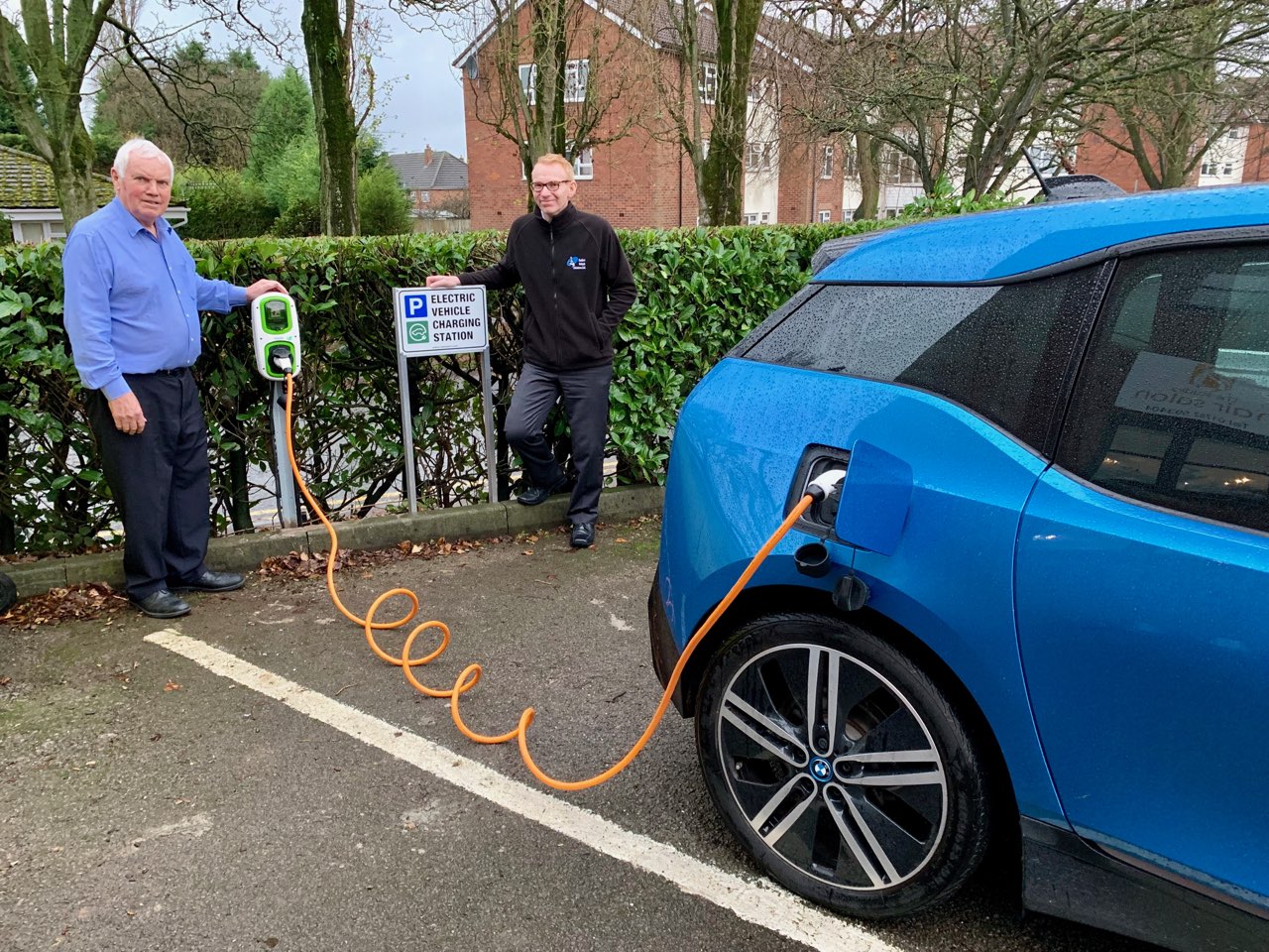 One businessman who is getting fully charged up for the future is Geoff Oldfield, left, owner of the Tollgate Hotel & Leisure in Stoke-on-Trent, North Staffordshire, pictured with Tim Butler of Butler’s Vehicle Solutions.