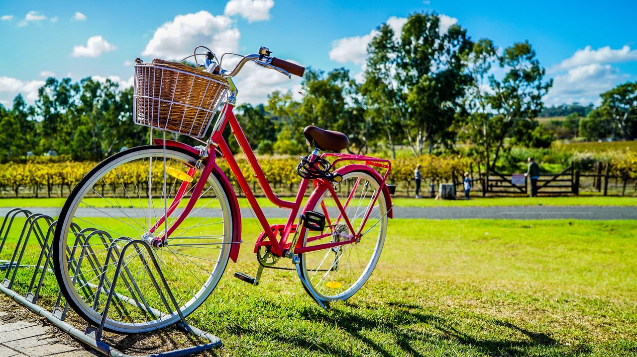 Bike on bike rack