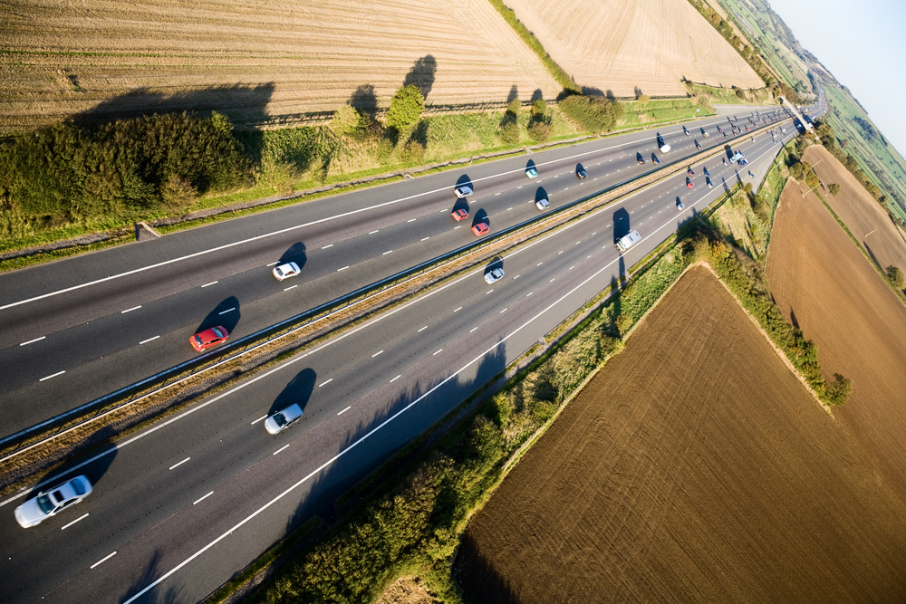 Motorway traffic from above.