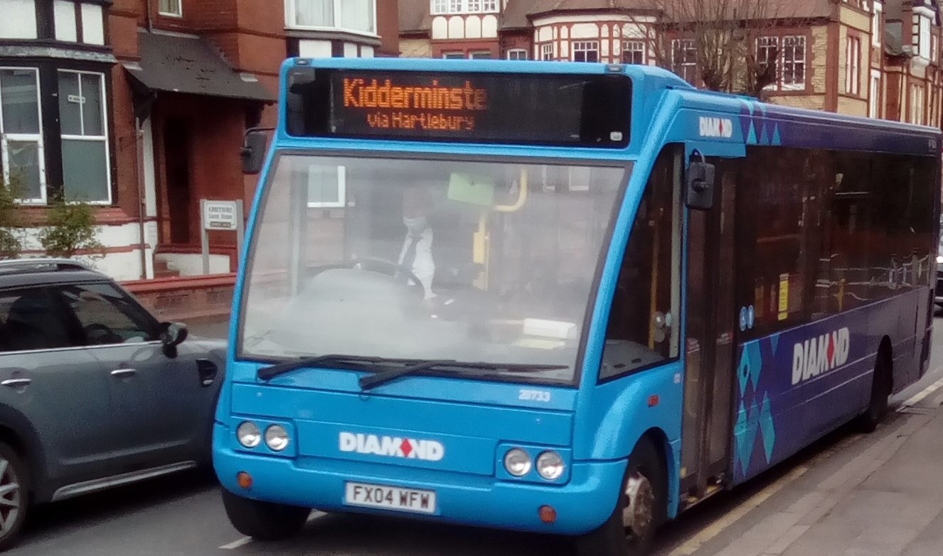 Bus on a residential street