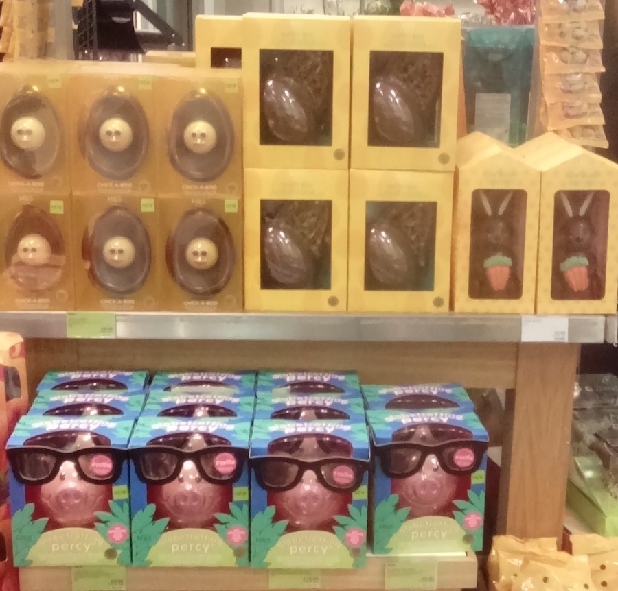 Chocolate Easter Egg display on a shop shelf