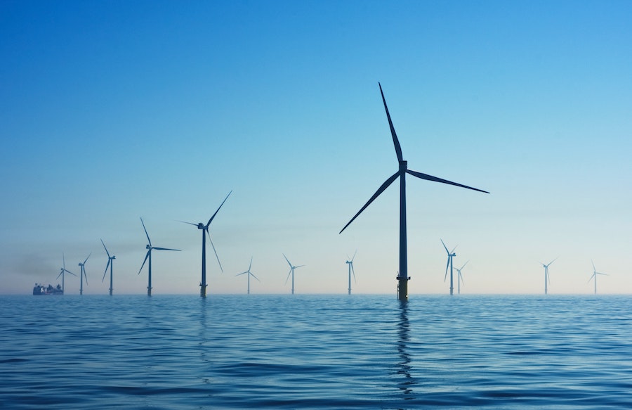 Wind turbines in an offshore wind farm