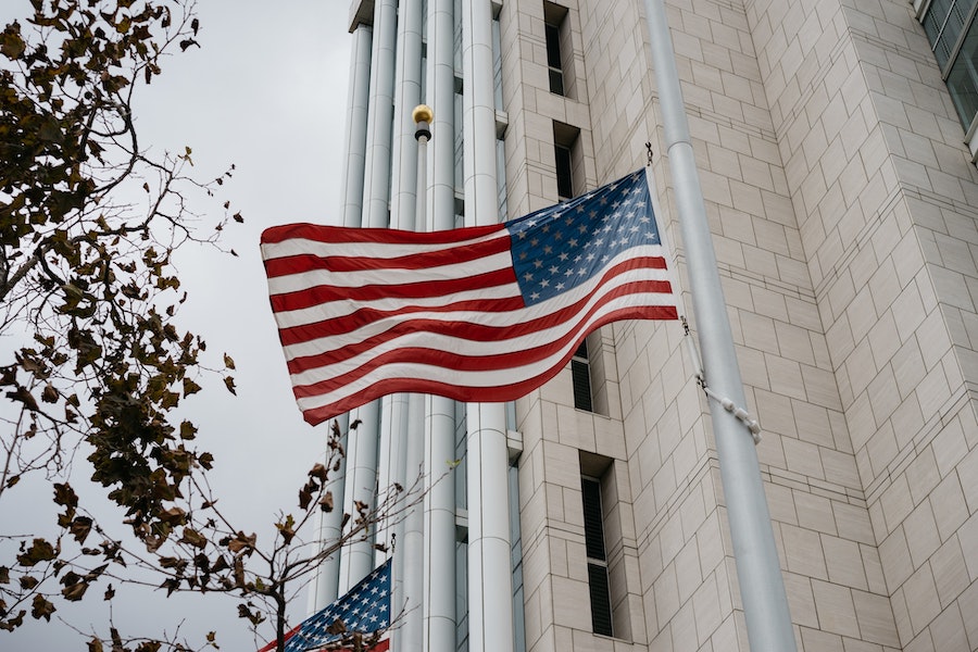 American Flag on a Builder
