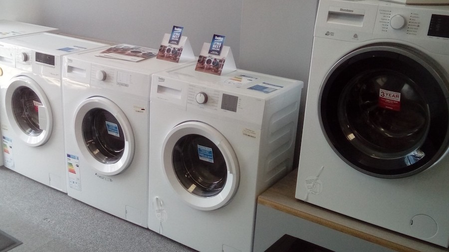 Washing machines in a showroom