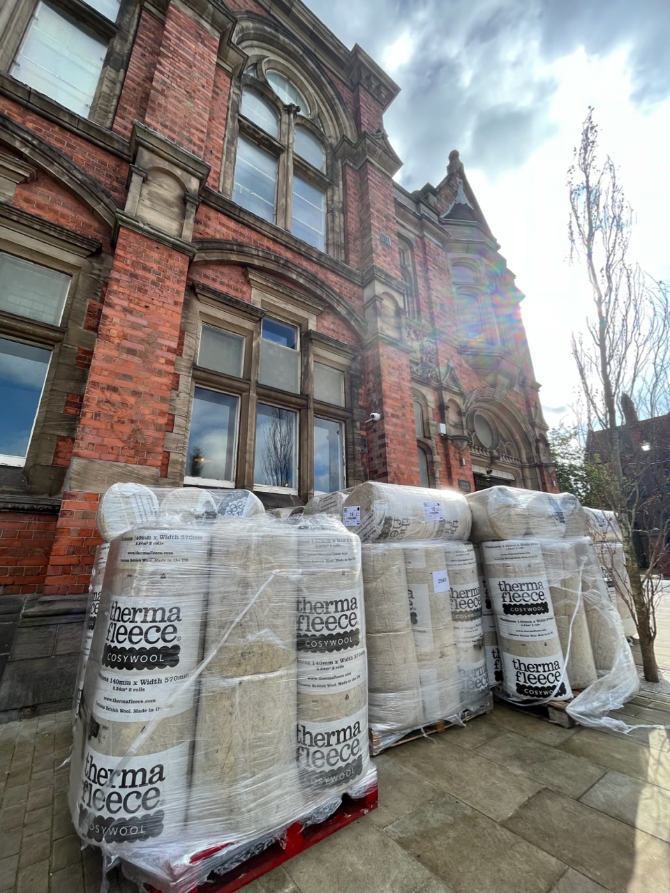 Arriving at Fenton Town Hall in North Staffordshire – a load of sheep’s wool insulation.