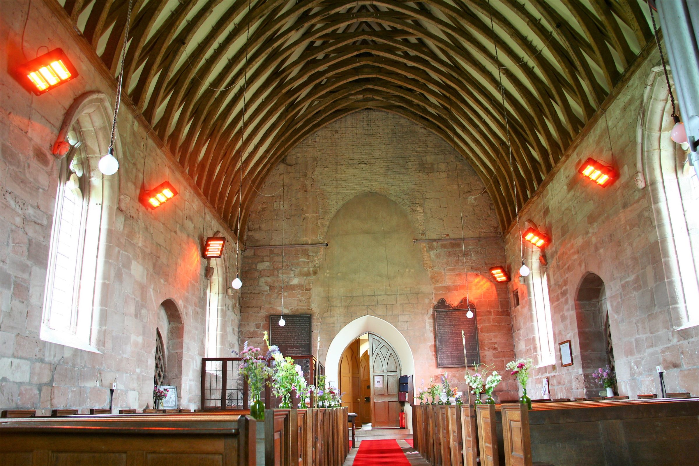 A modern and green way to keep churches warm – infrared heaters at St Peter’s Church, Norbury, Staffordshire. Picture: Tansun Ltd.