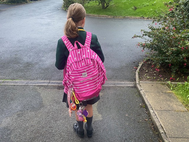 A girl walks to school in Stafffordshire