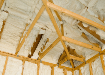 Spray foam insulation in a loft space